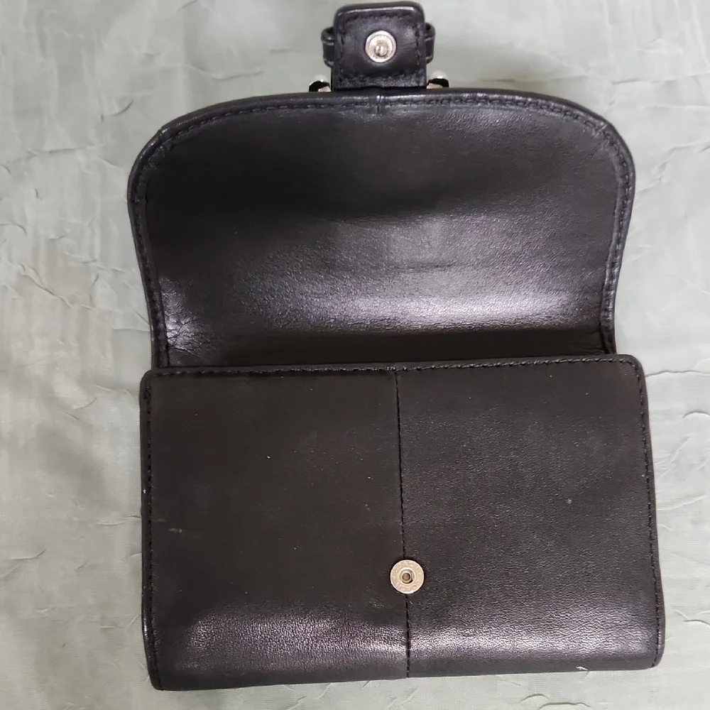 Coach Black Leather Buckle Wallet